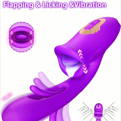 G Spot Vibrator Adult Sex Toys for Women- 4 in 1 Tongue Flapping Vibrators Dildo Rose Sex Toys with 10 Licking Clitoral & 10 Vibration Mode, Sucking Clit Stimulator Pleasure Tools Sex Toys for Female Couples Games