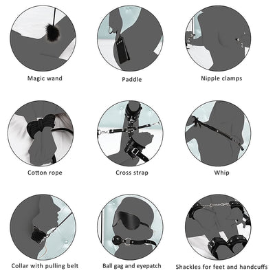 Bondage for Sex 11 Pcs BDSM Leather Bondage Sets Restraint Kits for Women and Couples