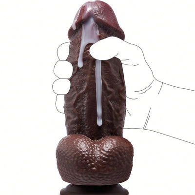 1pc 2.67'' Diameter Realistic Huge Dildo, 8" Thick Black Dildos with Strong Suction Cup for Hands-Free and Anal Play, Giant G-Spot Dildo Silicone Anal Sex Toys for Men and Women Coffee Color