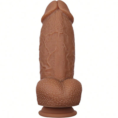 1 Pc 2.67inch Diameter Huge Thick Dildo, 8.3 Inch Realistic Giant Dildo Feels Like Skin, Lifelike Penis Monster Dildos with Suction Cup for Women/Men/Couples, Adult Sex Toy for Vaginal G-Spot & Anal Play Brown