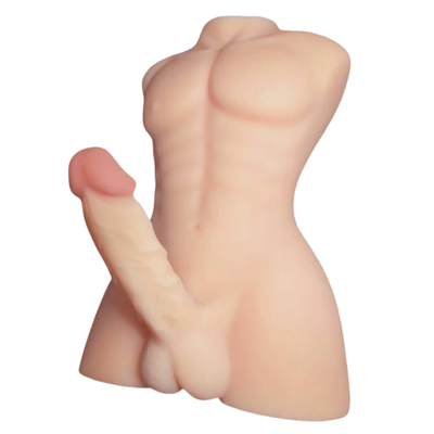 Torso Sex Doll with Flexible Dildo Realistic Sex Huge Cock Male Sex Doll TPE Sexy Muscle Male , Built-In Skeleton with Variety of Poses, Thick Penis Real Size, Suitable for Adult Male and Female Sex Dolls(Clothes Not Included)
