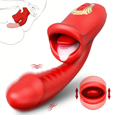 G Spot Vibrator Adult Sex Toys for Women- 4 in 1 Tongue Flapping Vibrators Dildo Rose Sex Toys with 10 Licking Clitoral & 10 Vibration Mode, Sucking Clit Stimulator Pleasure Tools Sex Toys for Female Couples Games