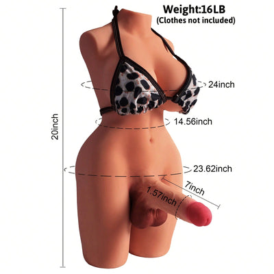 16LB She Male Sex Doll with Torso for Woman Realistic Dildo Breasts and Anal, Unisex Male Masturbator Life Size Trans Sex Doll with 7.9 Inch Big Dildo Lifelike Transsexual Love Dolls Adult Sex Toy