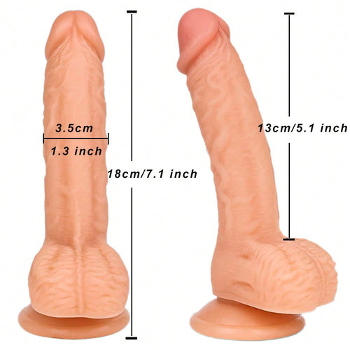 Realistic Dildos, 7 Inch Dildo with Suction Cup for Hands-Free Play, Flexible Cock with Curved Shaft and Balls for Vaginal G-Spot and Anal Play, Adult Sex Toy for Male & Female, Couples