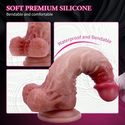 Realistic Dildo for Women, Thin Suction Cup Dildos for Beginner- 7.5'' Long Lifelike Penis with Skin Texture, Silicone Sex Toy for Anal Play G Spot Stimulation