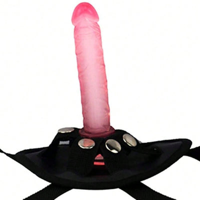 4.7'' Strap on Dildo with Harness Wearable Realistic Dildo 4-Ring Adjustable Pants Adult Sex Toy for Female Masturbation Women Couples, Pink