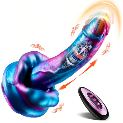 Thrusting Dildo Sex Toys Vibrator, Thick Mouth Dragon Dildo with 3 Thrusting & 7 Vibration & Heating Modes, 9'' Fantasy Dildo with Suction Cup & Remote Control G-Spot Anal Vibrators for Women Couples