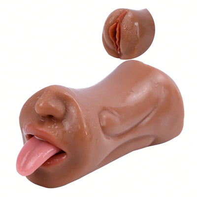 Double-Ended Men Masturbation Male Masturbator Pocket Pussy with Lifelike Face & Realistic 3D Texture & Vagina Adult Strokers Tight Pocket Pussies Blowjob Sex Toy Masturbating Sexual Pleasure Tools for Men