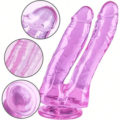 Double-Ended Realistic Dildo G-Spot Stimulation, 6.9 Inch Lifelike Dildo with Strong Suction Cup for Hands-Free, Double Sided Penis for Vaginal Anal, Adult Sex Toy for Women Men Couple