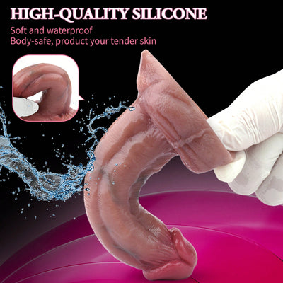 Realistic Vibrating Dildo with Suction for Women, 5.7inch 10Vibration Small Silicone Curved Skincolor Fake Penis Vibrator Adult Toys for Men Anal Play