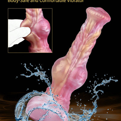 Thursting Dog Dildo, Vibrator Wolf Dildos with Suction 8.26'' 2IN1 Big Vibrating Dildo Prostate Vibrator Silicone Remote Control 10 Modes Vibrator for Women and Men