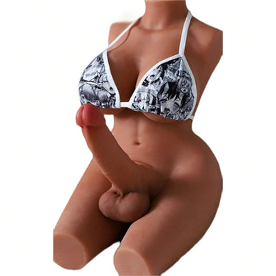 13LB She Male Sex Doll Torso with Realistic Dildo Breasts and Anal Sex, Lifelike Transsexual Love Dolls with Soft Silicone Hugh Penis Breast Testicles, Male Masturbator for Adult Sex Toys
