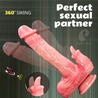 A Realistic Thrusting Dildo Licking Vibrator, Sex Toy Silicone Dildo Vibrator with 10 Vibrations, 10 Thrusting and Heated Licking Modes for G-Spot Stimulation, Remote Control Adult Toy for Female Male