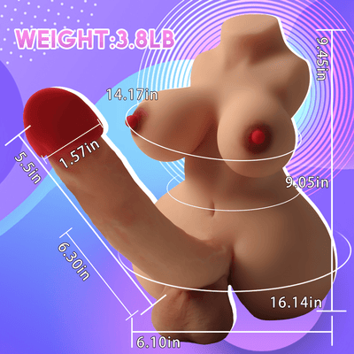 3.8LB She Male Sex Doll Trans Sex Doll Soft Flexible 360° Dildo Sex Doll for Women Reslistic Dildo Sex Doll for Men Big Penis Tight Vaginal Big Boobs Big Butt Insertable Doll Lifelike