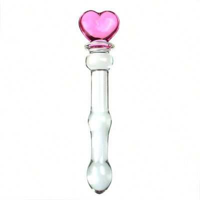 Adult Toy Glass Anal Plug Penis Stick Pink Love Transparent Glass Sex Toys 1 Piece.