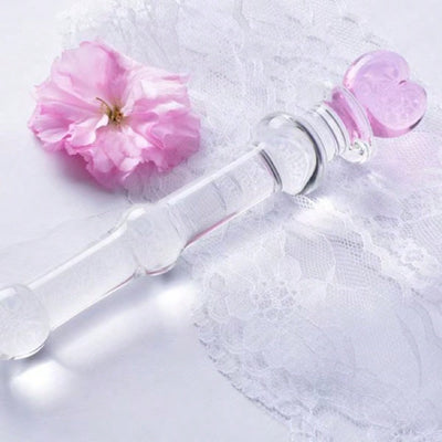 Adult Toy Glass Anal Plug Penis Stick Pink Love Transparent Glass Sex Toys 1 Piece.