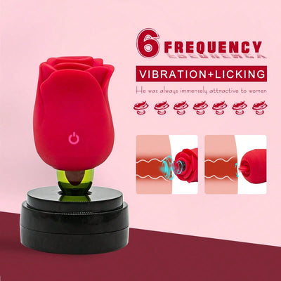 Couple Pleasure Sex Toys Rose Women's Sucking and Licking Toy Women's Vibrator Tongue Vibrating Licker Vagina Stimulator 6 Sucking and Licking Mode Oral Clitoral Simulator Adult Couple Toy Sex Vibrator Mini Massager Vibrating