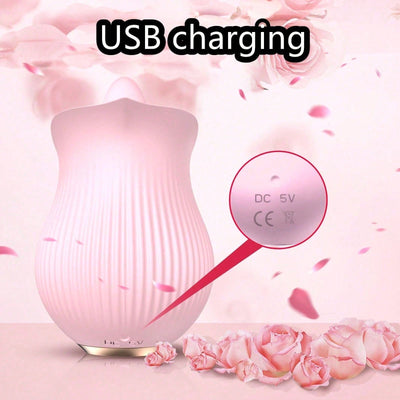 Silicone Rose Licking Vibrator for Women - Multi-Function Clitoral Vibrator (Pink)