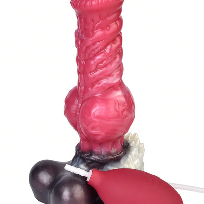 8.26inch Squirting Dildo Realistic Big Wolf Dildo with Knot, Thick Pink Silicone Suction Cup Monster Dildo Big Anal Plug Toys for Women Men Couples (S-Squirting)