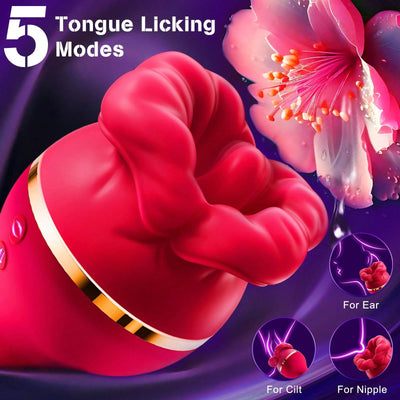 Thrusting Dildo Vibrator Adult Sex Toys - 3IN1 Upgrade Rose Sex Toy with 5 Tongue Licking & 7 Thrusting & 7 Vibration, Women Sex Toys Dildo Vibrators for Couples Clitoral G Spot Vibrator Nipple Anal