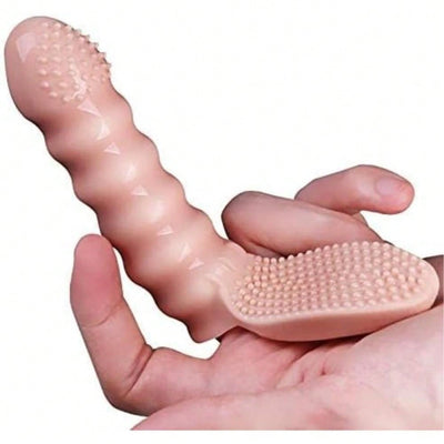G-Spot Stimulating Dildo Vibrators, Finger Vibrator Soft Silicone Finger Sleeve Bullet Vibrator G Spot Clitoral Stimulator Adult Toys Sex for Women Couples