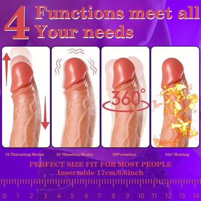 1pc Powerful Push in Vibrating Dildo Sex Toy Penetration Anal Plug - Surreal Soft Silicone Female Sex Toys, Powerful Sex Machine Female Toys, 10 Thrust Vibration Patterns and Heating, Low Decibel Dildo, G-Spot Stimulation Sexy Dick Penis Adult Sex Toys Fo