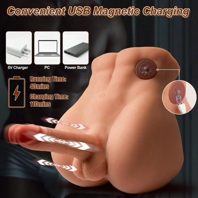 Local Delivery-Jaspik Male Sex Doll for Women with Thrusting & Vibrating Dildo, Realistic Torso Sex Dolls with Huge Cock for Female Masturbator, Tight Anal Adult Sex Toys for Men, Gay, Couples, Unisex Masturbator