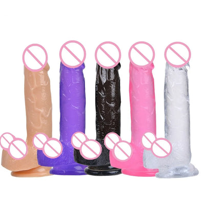 3 ขนาดที่สมจริงเยลลี่ Dildo ดูดถ้วยชายประดิษฐ์อวัยวะเพศชายผู้ใหญ่ของเล่น Anal Plug ช่องคลอดหญิง Masturbator