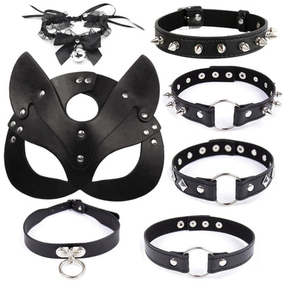 Fetish Head Cat Mask Whip BDSM Collar for Adult Entertainment Bondage Restraints Cat Roleplay Sex Toy for Men Women Cosplay Game