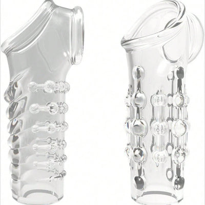 Penis Sleeve Cock Ring for Men, 2pcs Reusable Penis Enlarge Sleeves Girth,TPE Penis Rings Delay Ejaculation Stronger Erection Enhancement Adult Sex Toys for Men (Transparent 2pcs)Sex,Sexy,Sex Toys,Sex Tools,Tool Sex,SM Products for Male Man Female Woman&C