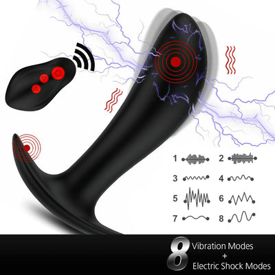 Butt Plug Electric Shock Anal Plug Vibrator 8 Frequency Prostate Massage Sex Toys for Men Women Wireless Remote Control Silicone