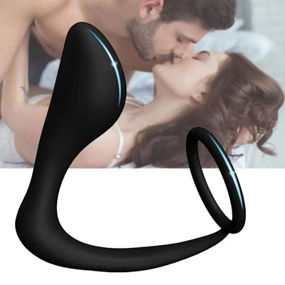 Cock Ring Ergonomic Intense Climax Silicone Anal Plug Delay Ejaculation Lock Ring for Adult Men