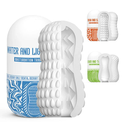 Male Masturbator Cup Portable Penis Trainer Penis Massage Adult Sex Toys Stretchy Silicone Vagina Egg Vacuum Pocket Cup for Men