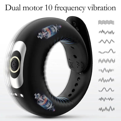 Penis Ring Vibrator Adjustable Vibrating Ring Delay Ejaculation Enlargement Erection Masturbator Adult Sex Toy for Men