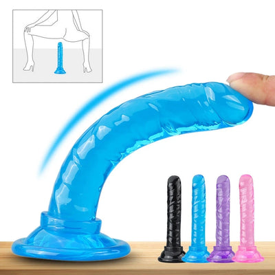 Realistic Dildos for Women No Vibrator Sex Toys for Couples Crystal Jelly Mini Penis Vagina Anal Butt Plug Female Masturbation
