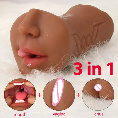 Realistic Vagina Pussy Pocket Male Masturbation Cup Thailand Sex Toys 3 in 1 Oral Deep Throat Anus Sexual Pleasure Sexy Toy for Men