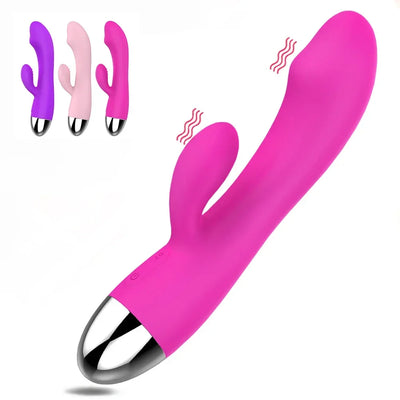 Dual-ended AV Vibrator for Women, Body-friendly Silicone Multi-speed Powerful Vibrator, Adult Sex Toy with USB Charging