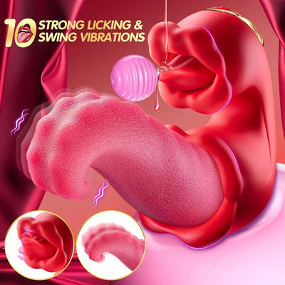 ผู้หญิงลิ้น Swing Thrusting Dildo Vibrator Clitoris หัวนม G-spot หีกระตุ้นช่องคลอด Anal Masturbator เพศของเล่นสําหรับคู่รัก