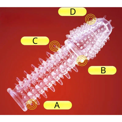 3D Large Particles Crystal Mace Penis Condoms with Spines Thick Penis Enlarger Delay Ejaculation Cock Ring for Sex Life Couples