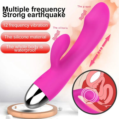 Dual-ended AV Vibrator for Women, Body-friendly Silicone Multi-speed Powerful Vibrator, Adult Sex Toy with USB Charging