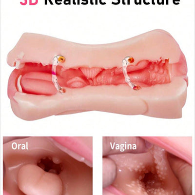 2 in 1 Pocket Pussy Male Masturbator, Facial Tongue Realistic with Teeth, Sex Doll with Realistic Textured Mouth Vagina and Tight Anus, Masturbator Deep Throat Oral Adult Sex Toys for Men Masturbation Mastuburator Male Masturbators Male Masturbating Male