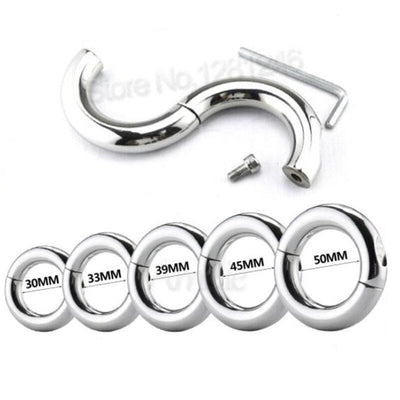 28-50mm Stainless Steel Penis Ring Scrotum Pendant Ball Stretcher Penis Enhancer Restraint Metal Cock Ring Sex Aid Toys for Men