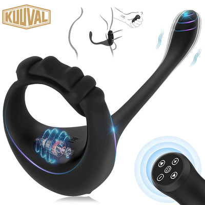 3 in 1 Anal Vibrator Prostate Massager Adjustable Cock Penis Ring Butt Plug Taint Teaser Remote Cocking Sex Toys for Men Couple