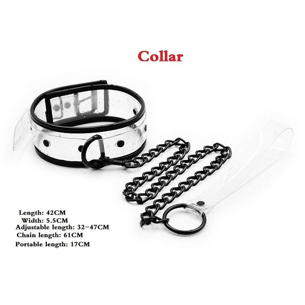 Adjustable Transparent PVC Handcuffs Ankle Cuffs Collar Neck Manacle ...