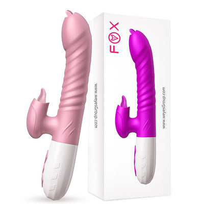 Double Tongue Vibrating Dildo with Telescopic Rotating Vibrators for Woman Anal Vaginal Clitoris Stimulator Adult Suck Sex Toys