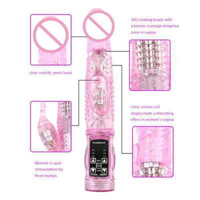 12 Modes Jelly Vibration Rotation Rabbit G Spot Dildo Vibrator Masturbator Sex for Women Vagina Clitoris Double Vibrator 12 Speeds Vagina Vibration Adult Toys
