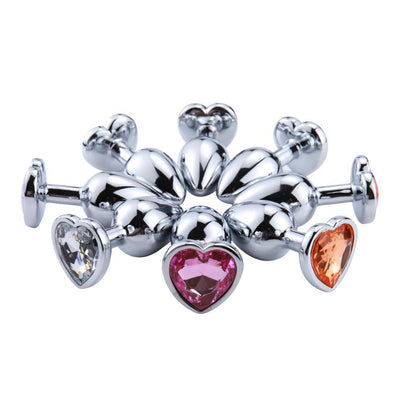 Heart Shaped Metal Anal Plug Sex Toys Stainless Smooth Steel Butt Plug Tail Crystal Jewelry Trainer for Women/Man Anal Dildo