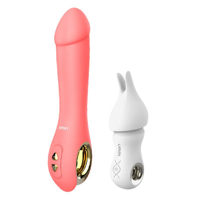 Leten 2 Pcs/set Portable Vibrator Kit Include Fairy Wand Electromagnetic Pulse Thrusting and Powerful Lovely Bullet Vibrator