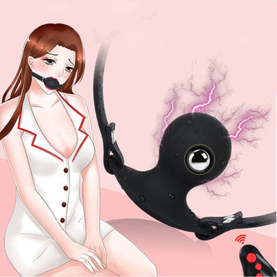New Wireless Remote Control Electric Shock Open Mouth Gag Harness Restraint Slave Bondage BDSM Adult Games Sex Toys for Couples