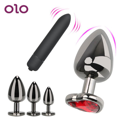 OLO S/M/L Butt Plug Bullet Vibrator Prostate Massager Multispeed Anal Plug Couple Anus Dilator Sex Toys for Men Women